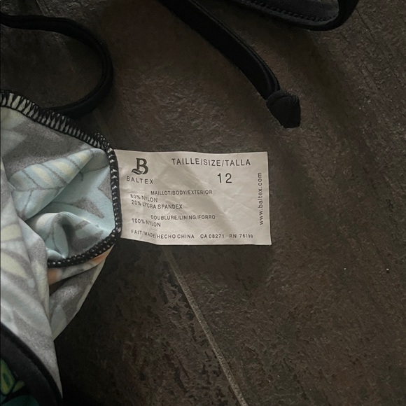 Floral Halter Neck Swim Top - Black and Orange - Picture 2 of 3